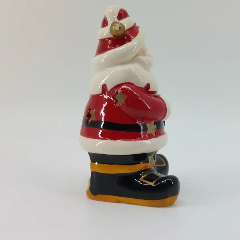 Christmas Santa Holiday Tea Light Holder Candle Decor Red